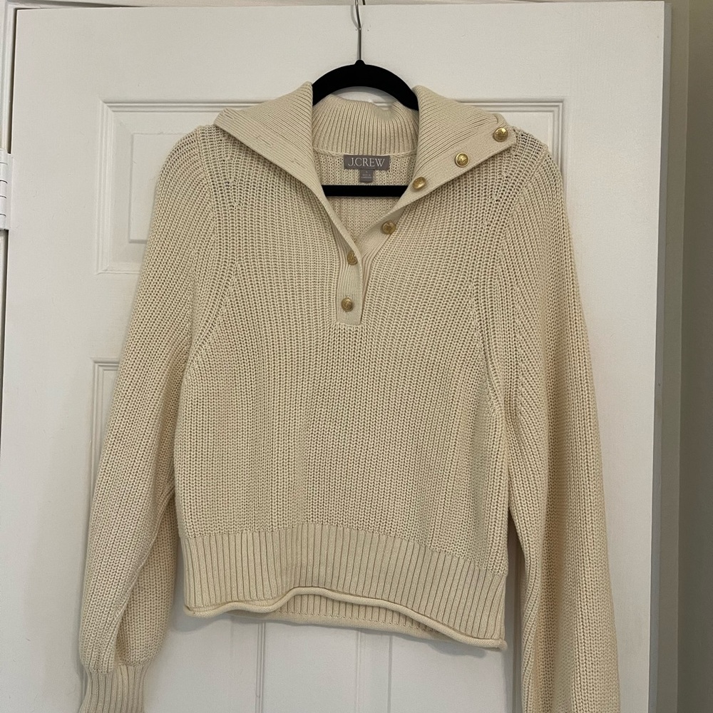 J. Crew Cream Sweater with Gold Buttons